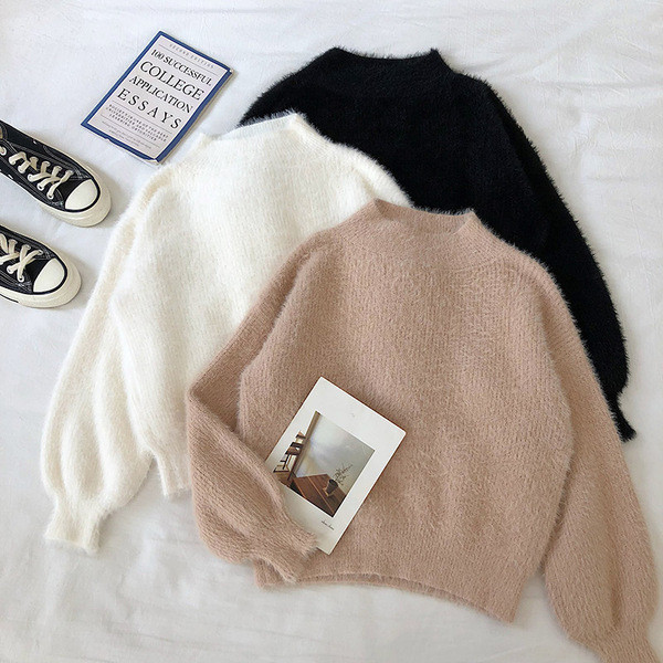 Puha női pulóver három színben, széles ujjakkal