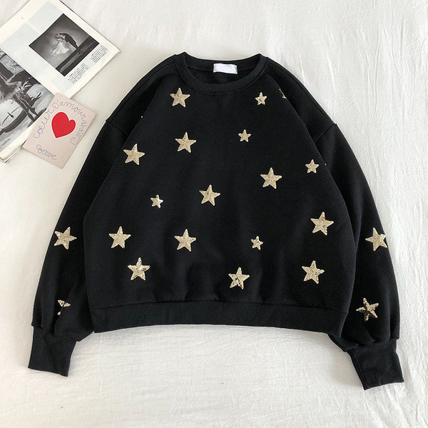 Bluză casual de damă în trei culori cu decolteu oval și paiete