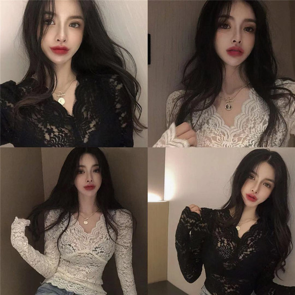 Modern, testhezálló női csipkeblúz fehér és fekete színben