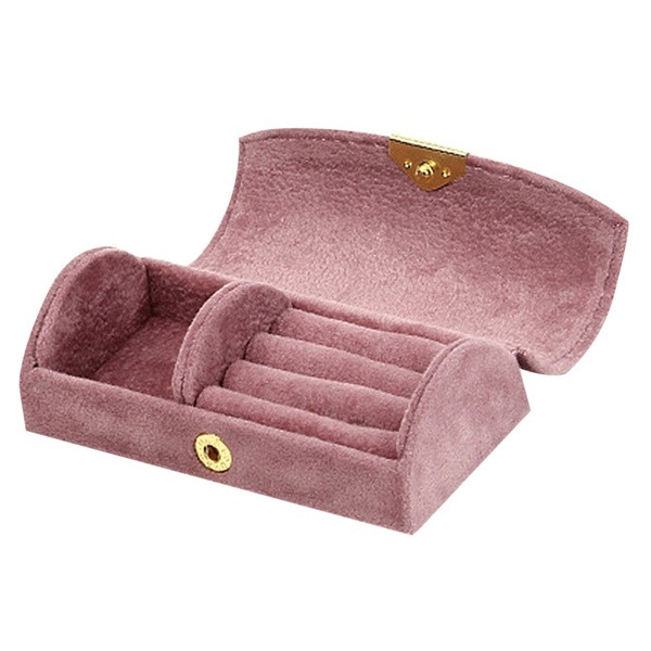 Cutie de bijuterii practică și ușor de transportat, cu închidere în culorile roz, albastru și gri