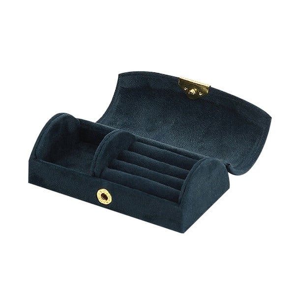 Cutie de bijuterii practică și ușor de transportat, cu închidere în culorile roz, albastru și gri