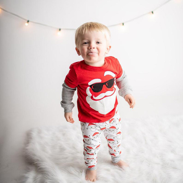 Nou model de pijamale de Crăciun pentru copii pentru băieți în două părți