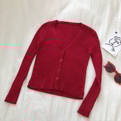 Női kardigán öt színben V-nyakkal és gombokkal