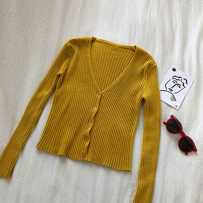 Női kardigán öt színben V-nyakkal és gombokkal