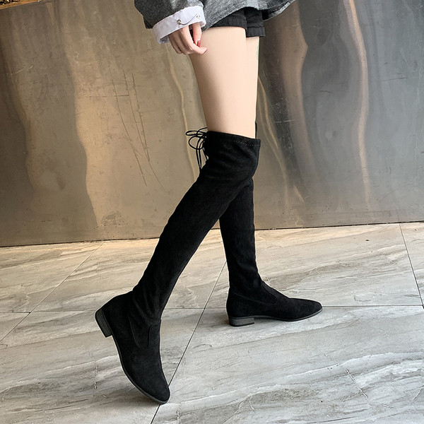 Cizme lungi moderne din piele intoarsa ecologica