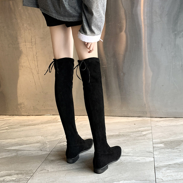 Cizme lungi moderne din piele intoarsa ecologica