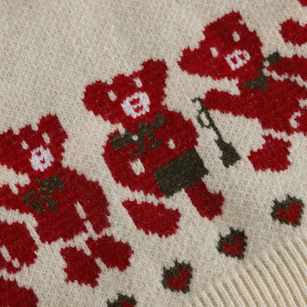 Karácsonyi motívumú női pulóver fehér és piros színben