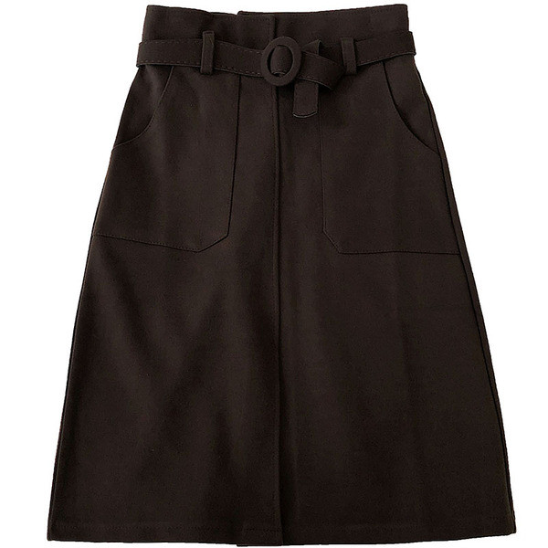 Fusta de dama actuala in patru culori cu curea si talie inalta