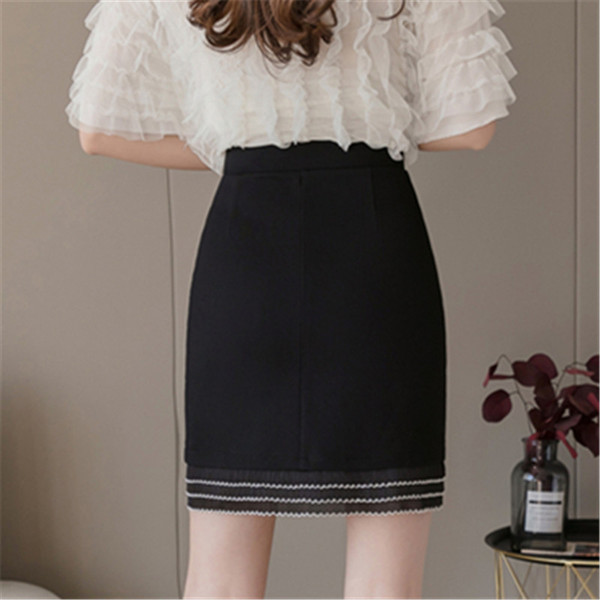 Fusta de dama model nou cu talie inalta - in culoarea neagra