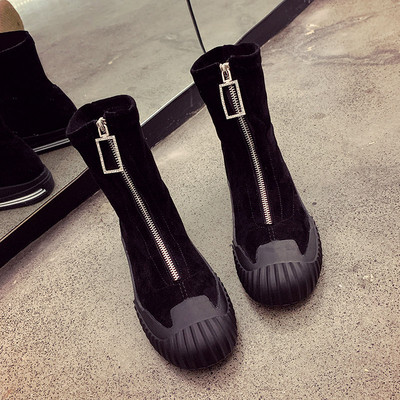 Cizme de dama controversate-casual din piele intoarsa eco cu fermoar - doua modele