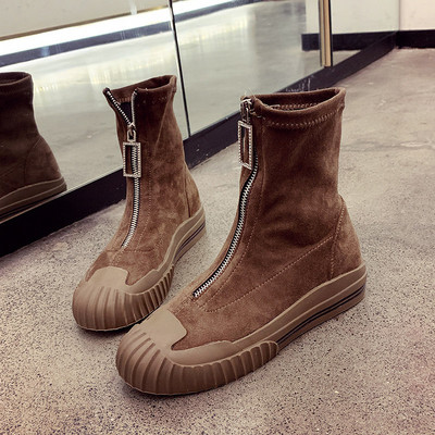 Cizme de dama controversate-casual din piele intoarsa eco cu fermoar - doua modele