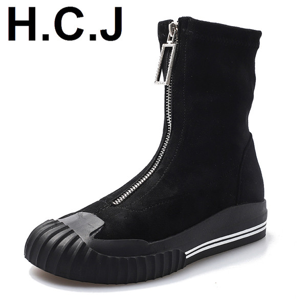 Cizme de dama controversate-casual din piele intoarsa eco cu fermoar - doua modele