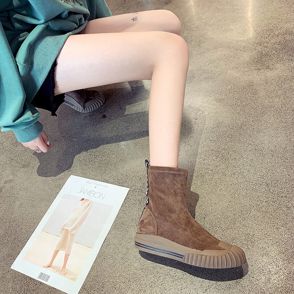 Cizme de dama controversate-casual din piele intoarsa eco cu fermoar - doua modele