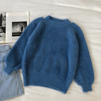 Puha női pulóver öt színben, ovális nyakkivágással és hosszú ujjal