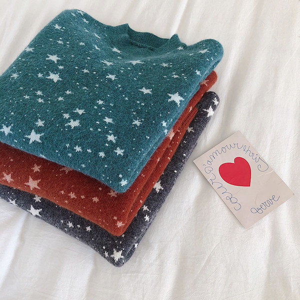 Pulover de dama in rosu, verde si gri cu guler semi-inalt