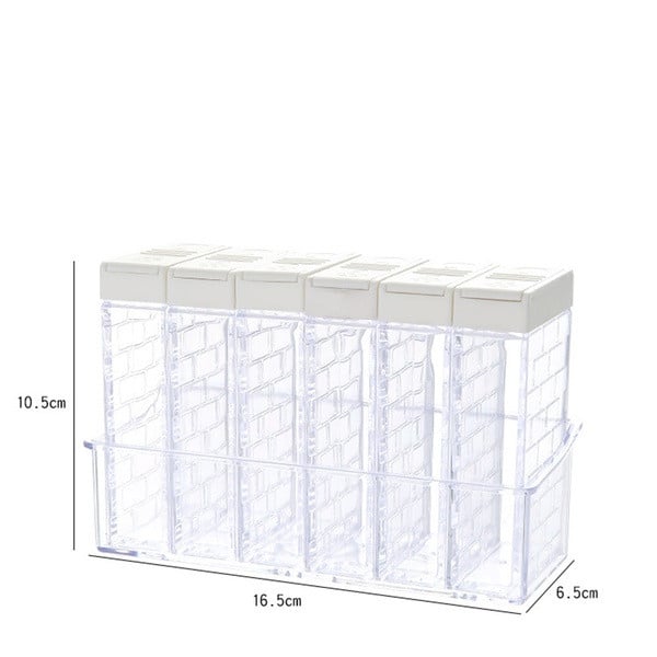 Set de șase cutii de plastic pentru depozitarea condimentelor în alb și maro