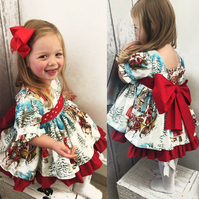 Детска рокля за момичета с къс ръкав подходяща за коледните празници