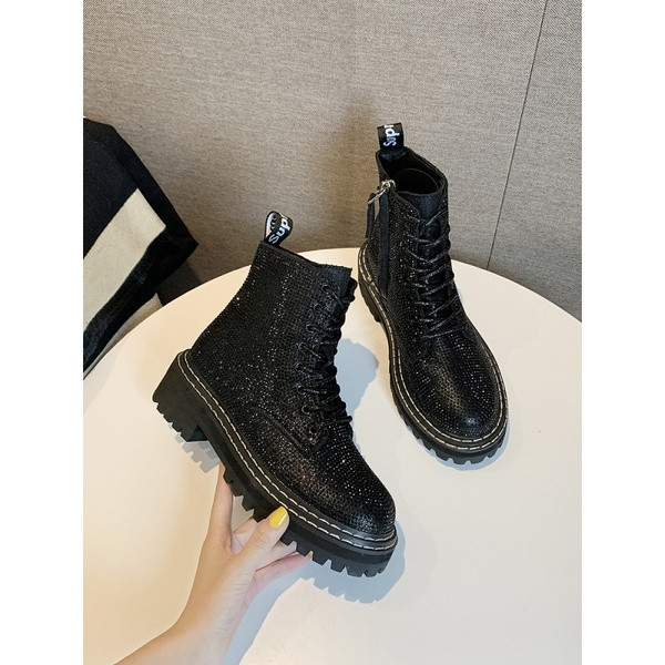 Ghete de dama moderne din piele intoarsa eco cu decor - pietre in negru si gri