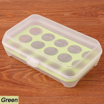 Прозрачна кутия за съхранение на 15 яйца в розов, зелен, син и бял цвят