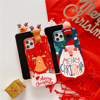 Χριστουγεννιάτικη θήκη με τρισδιάστατο στοιχείο Άγιος Βασίλης και ελάφια για το Iphone 11 Pro Max