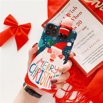Χριστουγεννιάτικη θήκη με τρισδιάστατο στοιχείο Άγιος Βασίλης και ελάφια για το Iphone 11 Pro Max