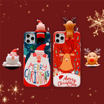 Коледен калъф с 3D елемент дядо Коледа и елен за Iphone 11 Pro Max 