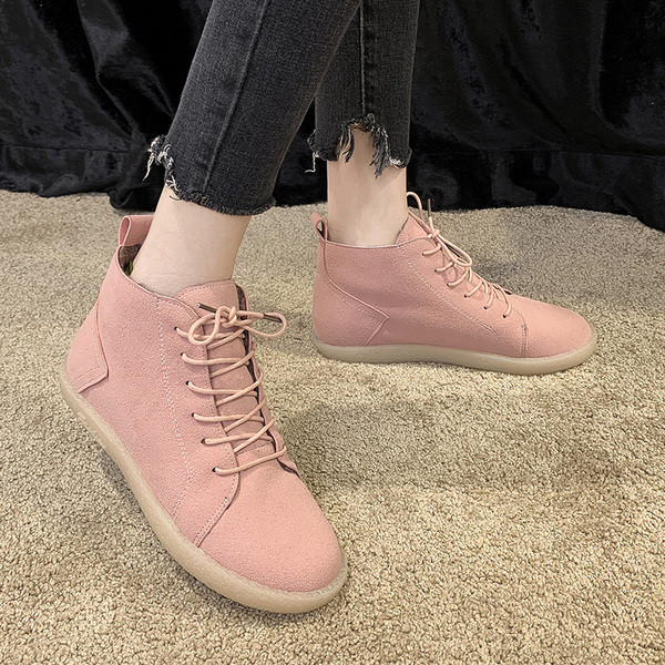 Cizme casual dama din piele intoarsa eco cu sireturi in mai multe culori