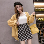 Fusta de dama moderna in carouri cu talie inalta - in trei culori