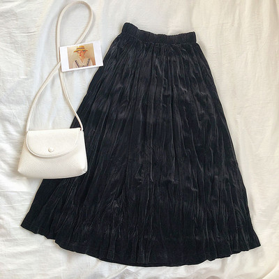 Női bársony szoknya öt színben gumírozott derékkal