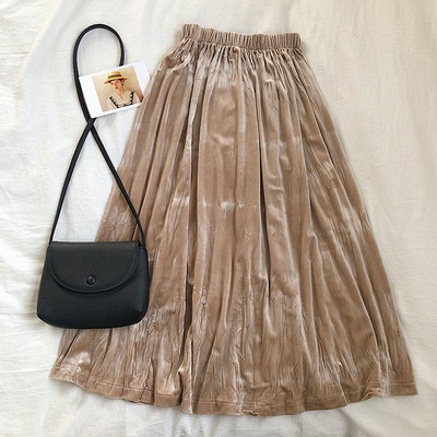 Női bársony szoknya öt színben gumírozott derékkal