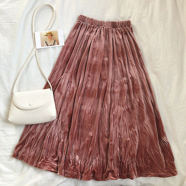 Női bársony szoknya öt színben gumírozott derékkal