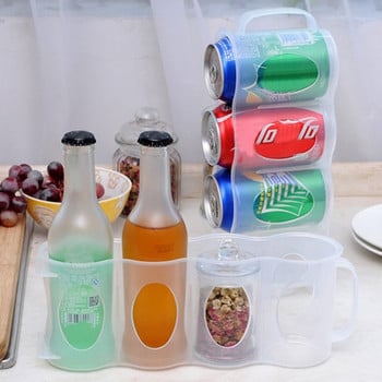 Пластмасов органайзер с четири разделения подходящ за бутилки, кенчета и малки буркани в бял цвят