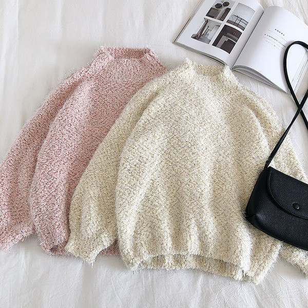 Modern női pulóver félmagas gallérral, három színben