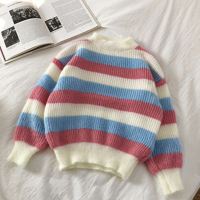 Csíkos női pulóver széles modell három színben
