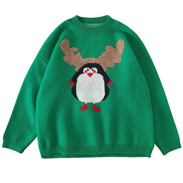 Pulover de dama de Craciun in alb, rosu si verde cu broderie