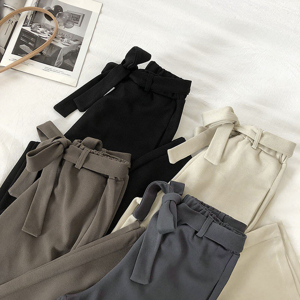 Női nadrág négy színben, magas derékkal és övvel