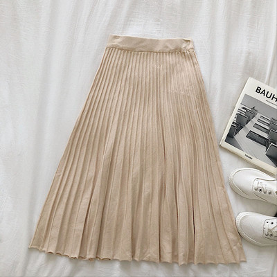 Fusta de dama plisata in patru culori cu talie elastica