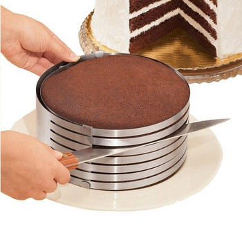 Регулируем съд в кръгла форма от неръждаема стомана за лесно рязане на блатове за торта в сребрист цвят