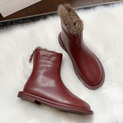 Női alkalmi csizma sima modell meleg béléssel, fekete és bordó színben