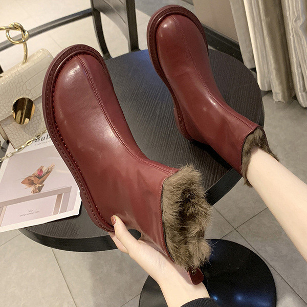 Női alkalmi csizma sima modell meleg béléssel, fekete és bordó színben