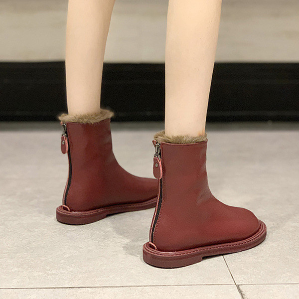 Női alkalmi csizma sima modell meleg béléssel, fekete és bordó színben