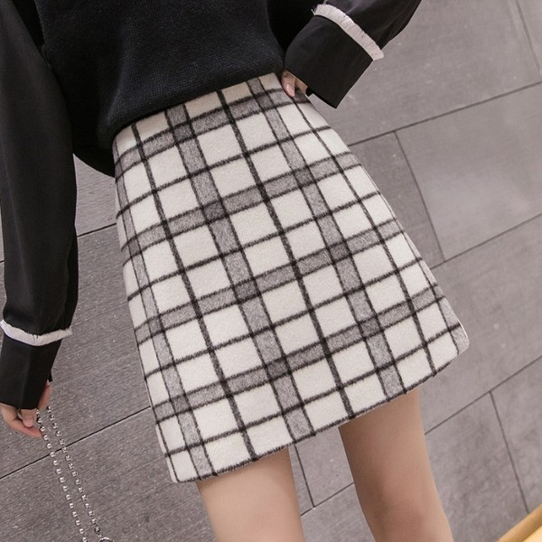 Kockás női szoknya - magas derék két színben