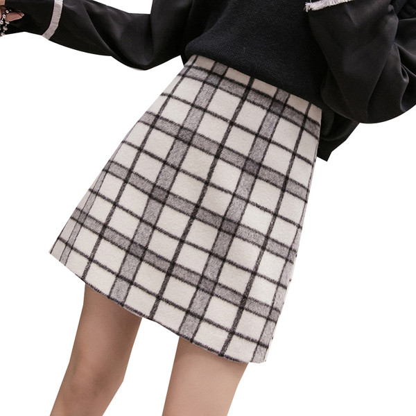 Kockás női szoknya - magas derék két színben