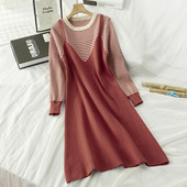 Női alkalmi ruha hosszú ujjal, kerek nyakkivágással, három színben