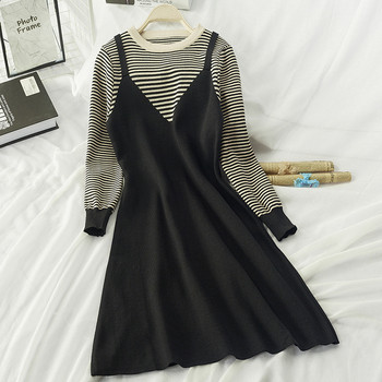 Női alkalmi ruha hosszú ujjal, kerek nyakkivágással, három színben