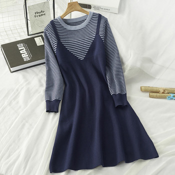 Női alkalmi ruha hosszú ujjal, kerek nyakkivágással, három színben