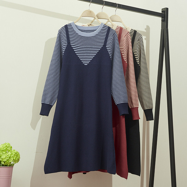 Női alkalmi ruha hosszú ujjal, kerek nyakkivágással, három színben