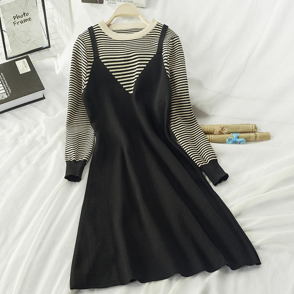 Női alkalmi ruha hosszú ujjal, kerek nyakkivágással, három színben