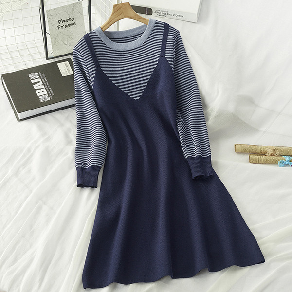 Női alkalmi ruha hosszú ujjal, kerek nyakkivágással, három színben