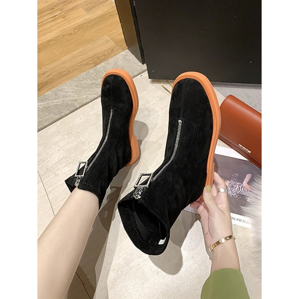 Cizme casual dama cu fermoar si talpa colorata